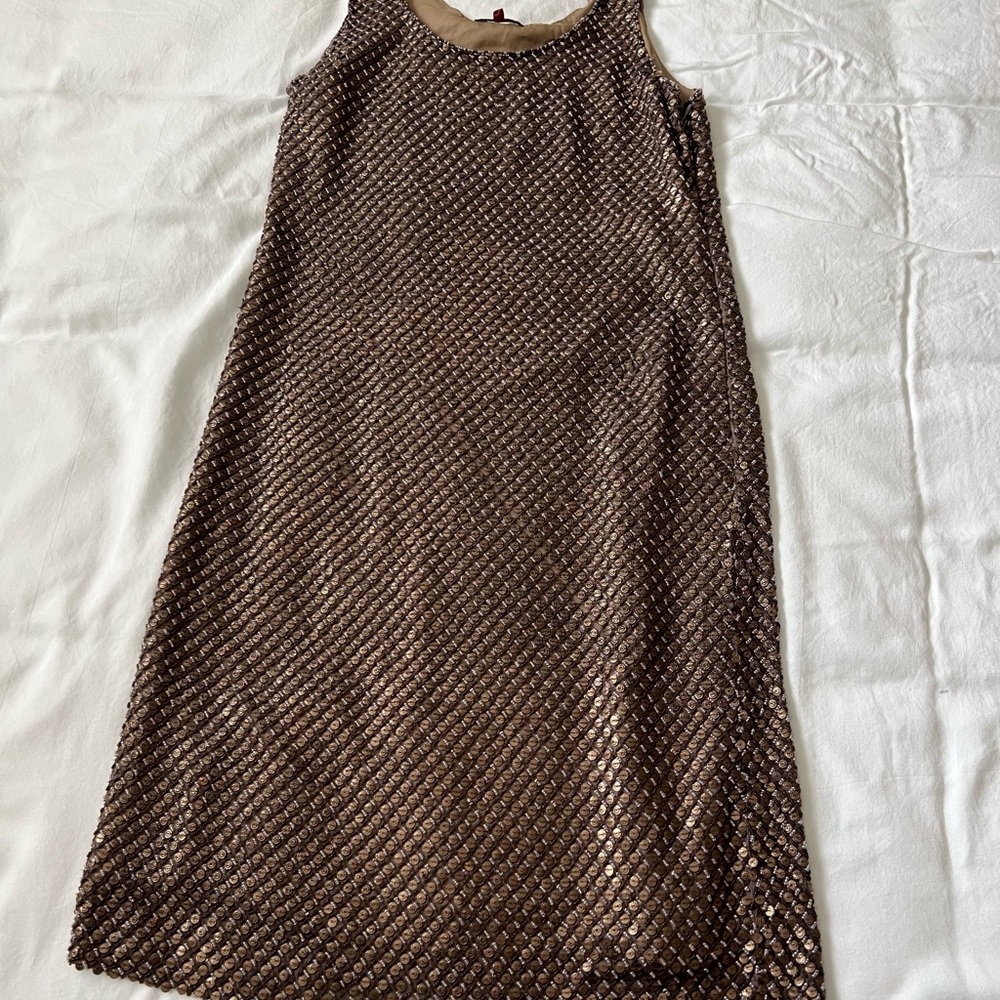 Caramelo Italian bronze beaded cocktail dress - size 42 - Picture 4 of 4